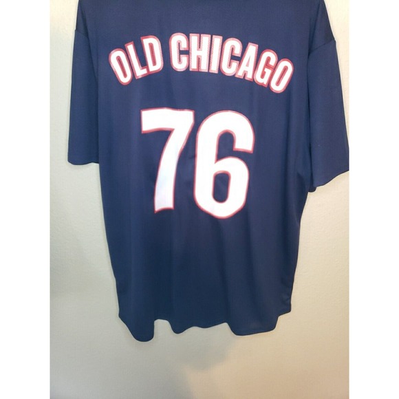 Old Chicago #76 SIZE 2X World Beer Tour Navy Blue Button Front Baseball Jersey - Picture 9 of 9